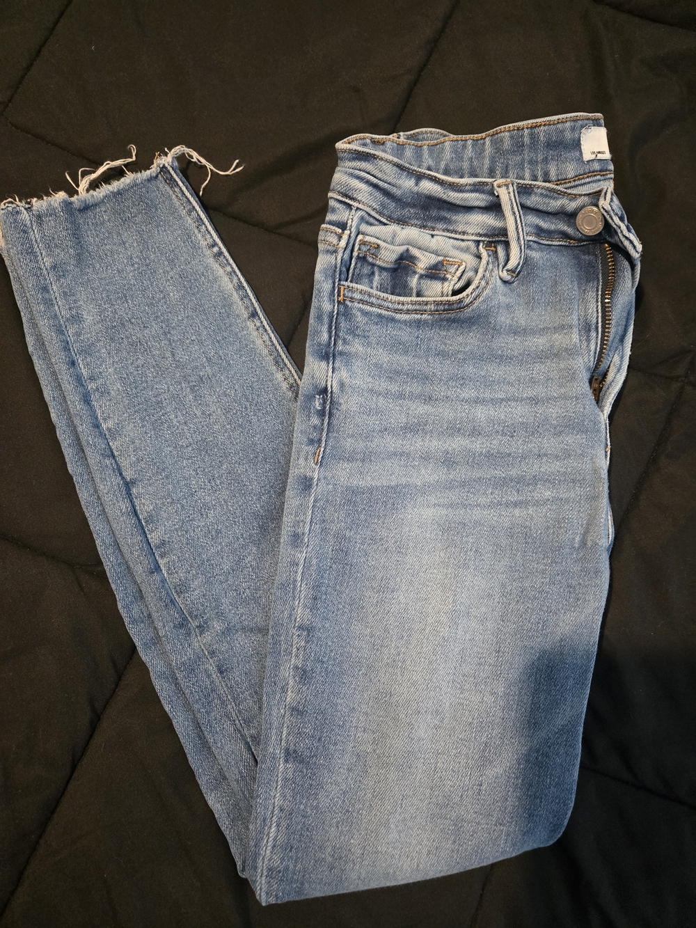 Vervet Light Blue Skinny Jeans with Raw Hem